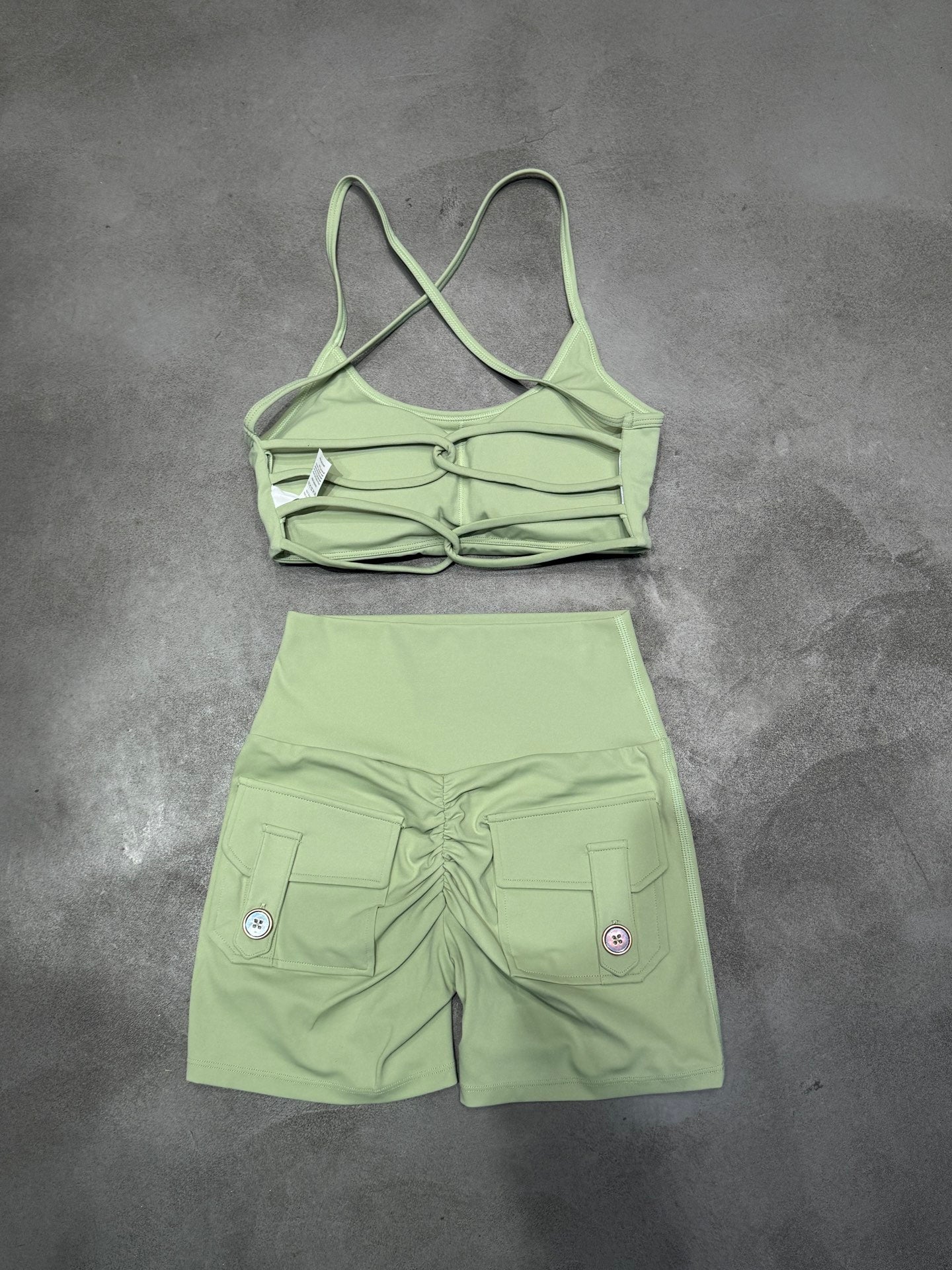 Women's New Yoga Suit Sports Fitness Cross Belt Design Vest Shorts Suit
