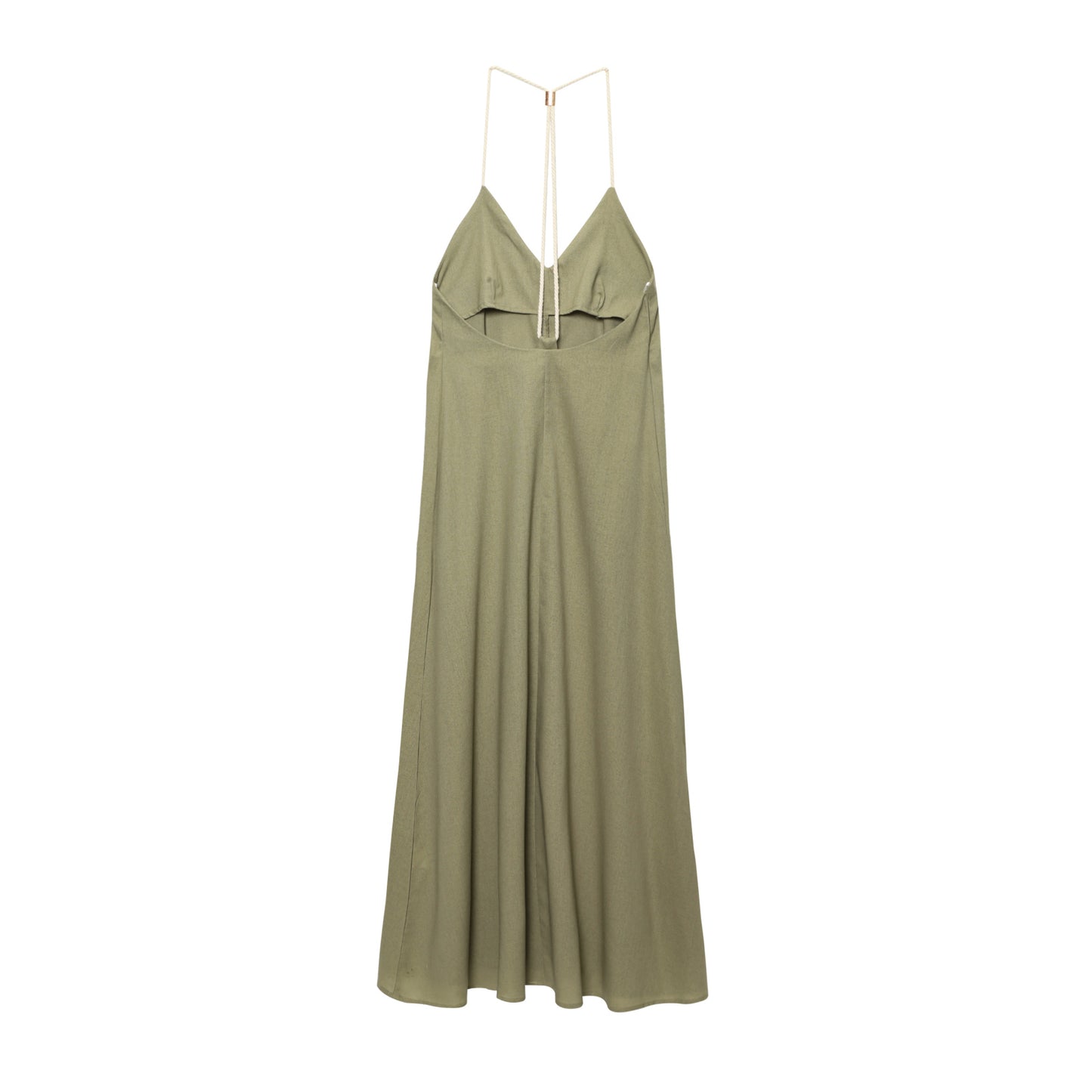 Women's New Fashion Loose Linen Blended Hanging Neck Midi Dress