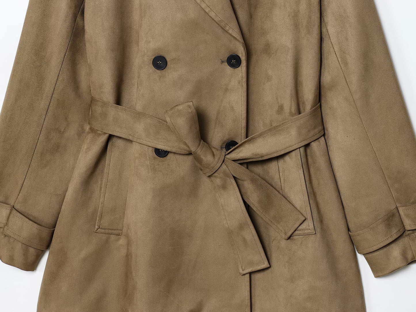 Women's new fashion with Belt loose suede effect windbreaker jacket