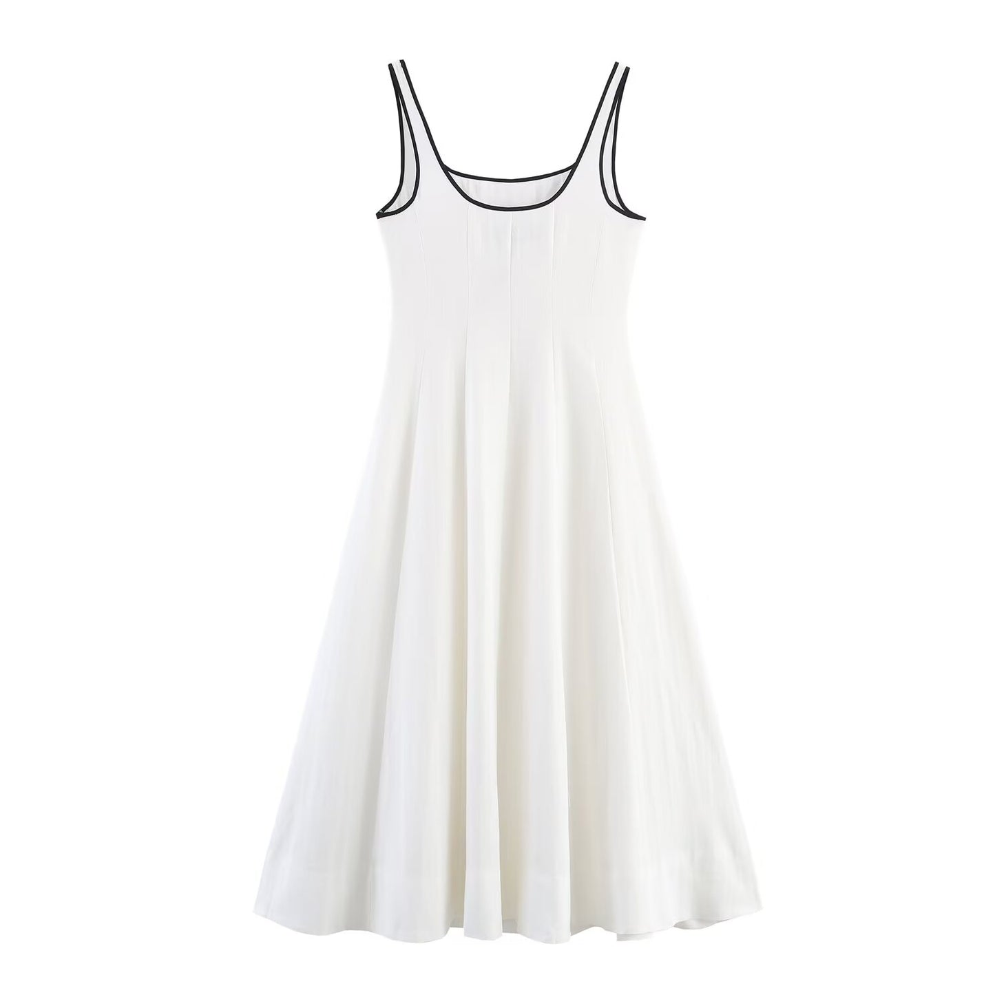 Women's new Fashion slim backless linen blend sleeveless MIDI dress