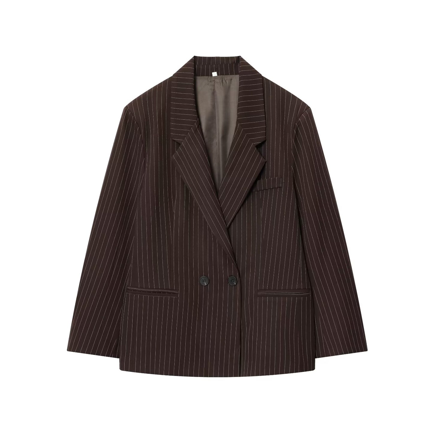 Women's new fashion loose double breasted thin striped suit jacket
