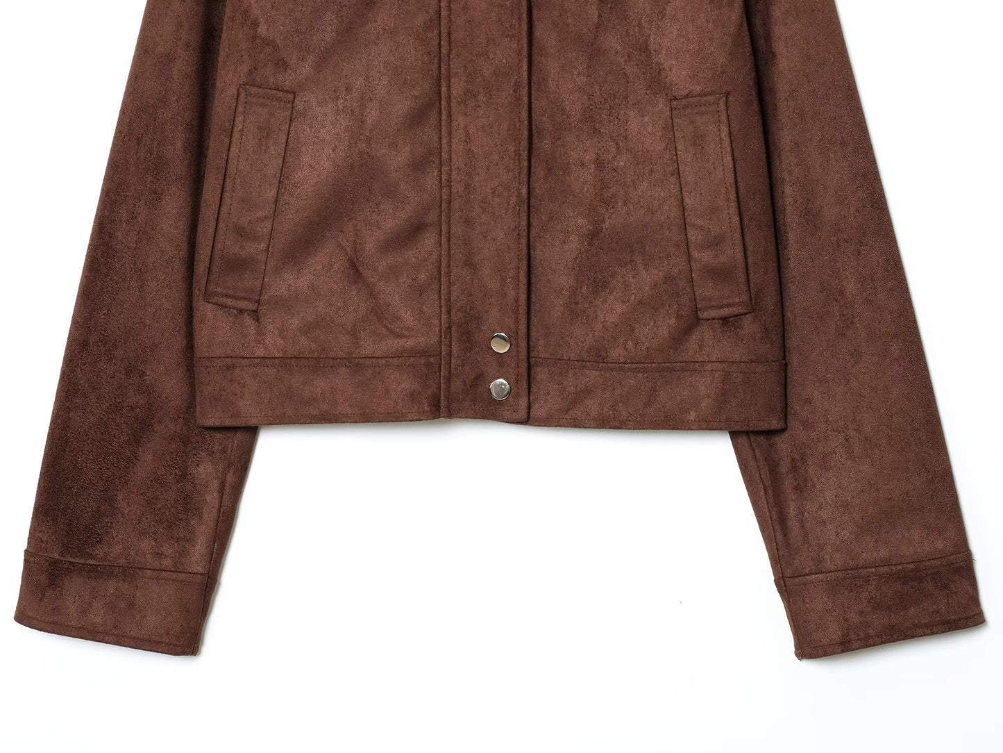 Women's new fashion suede texture short zipper jacket Coat