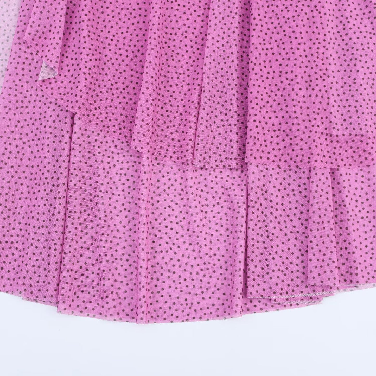 Women's new fashion with scarf polka dot print pleated strapless MIDI dress
