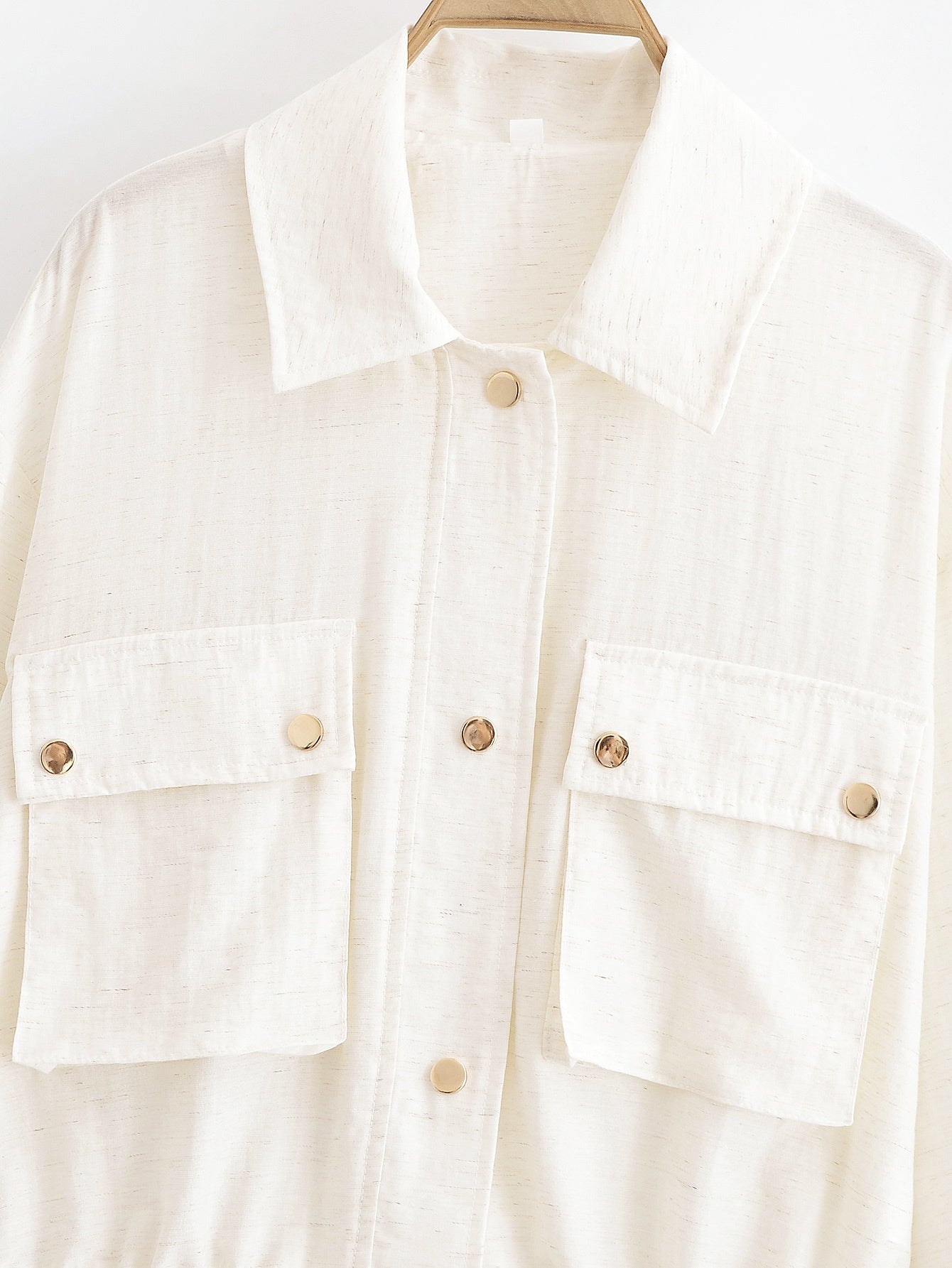 Women's new Fashion rolled up sleeve design short Lapel button up shirt