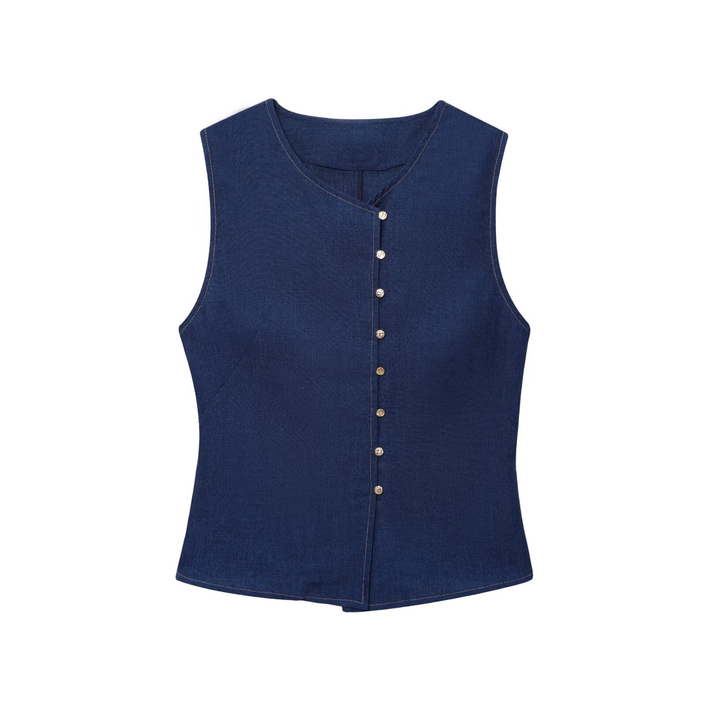 Women's suit 2 pieces 2025 fashion linen double-breasted vest+pants women's suit