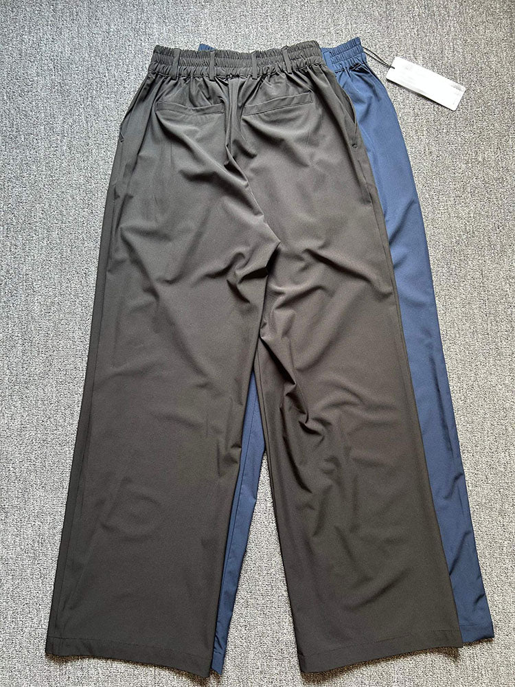 Women's New Casual Joker Loose Straight Elastic Waist Design Drape Wide-leg Pants.