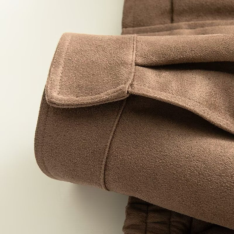 Women's New pocket decoration suede texture Faux Leather jacket