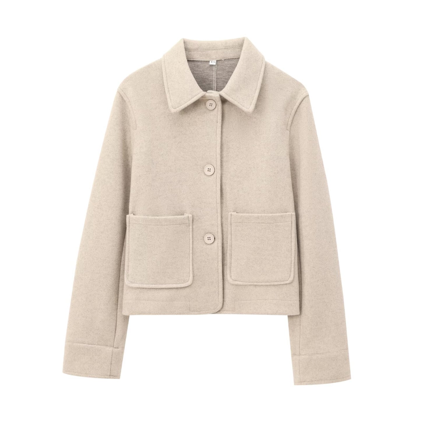 Women's new fashion pocket decoration long sleeved soft texture jacket