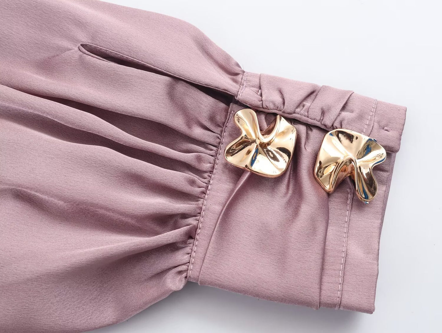 Women's new fashion bow decoration casual satin texture shirt