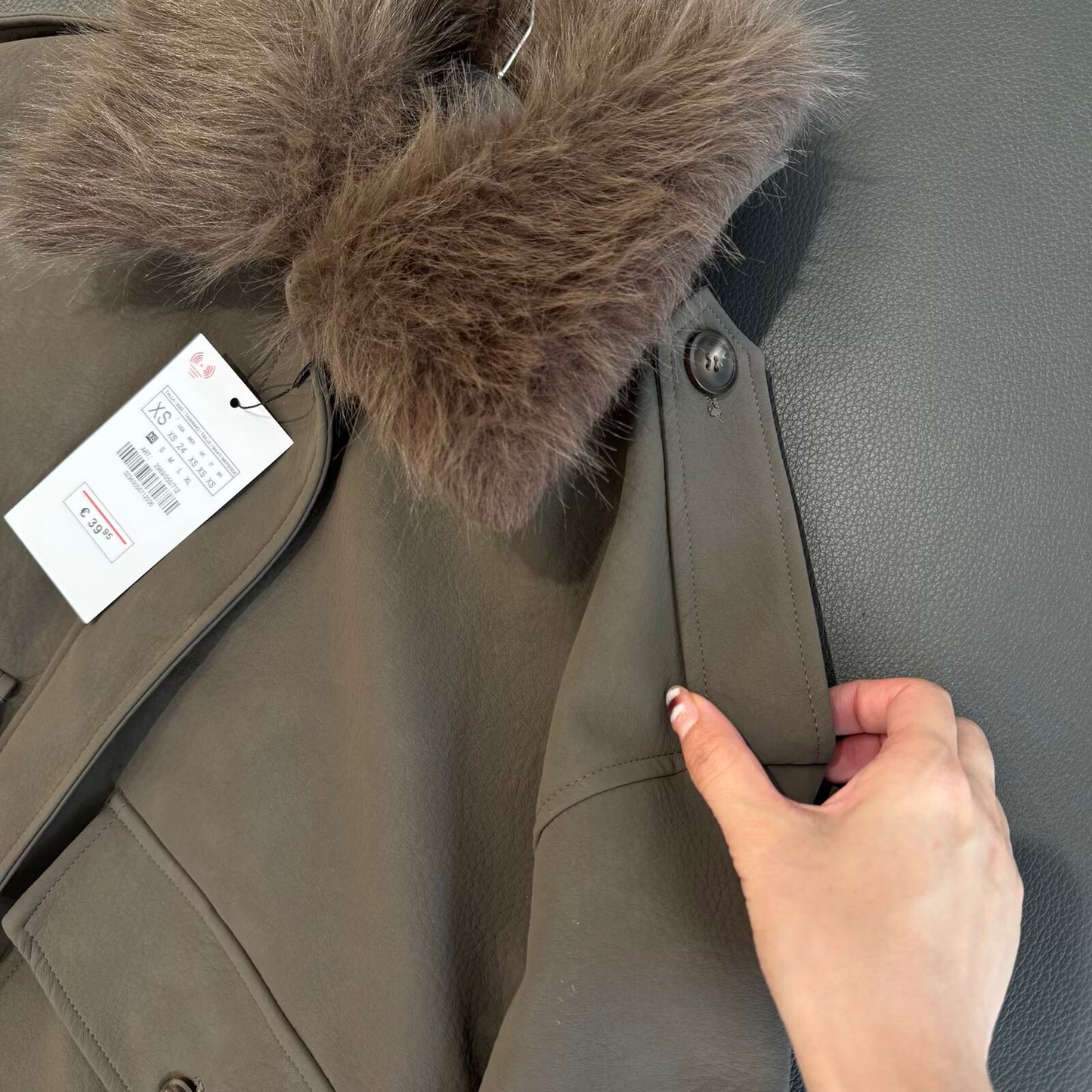 Women's new Anti suede effect detachable fur collar jacket Coat