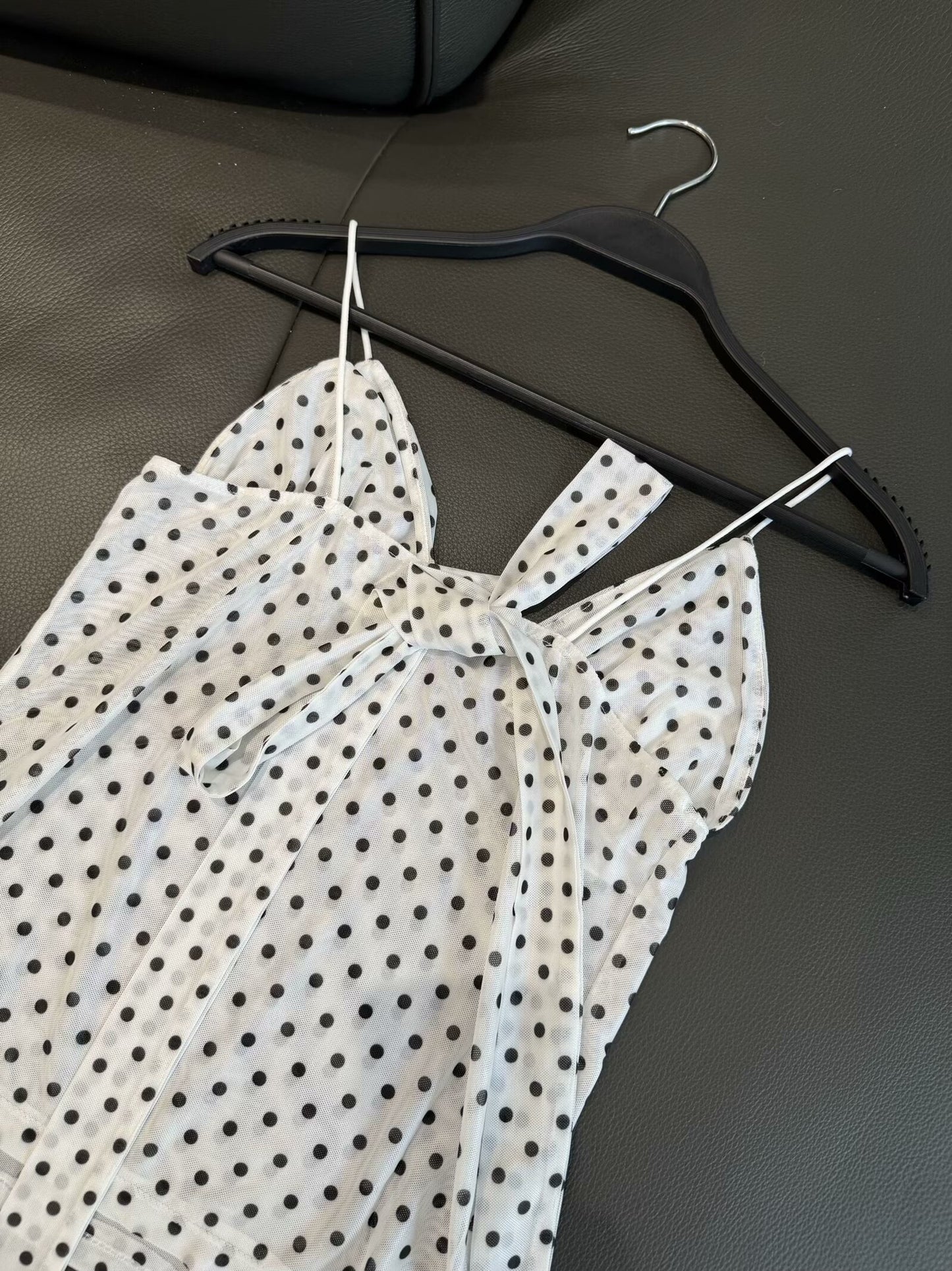 Women's new fashion scarf decoration polka dot print suspender top