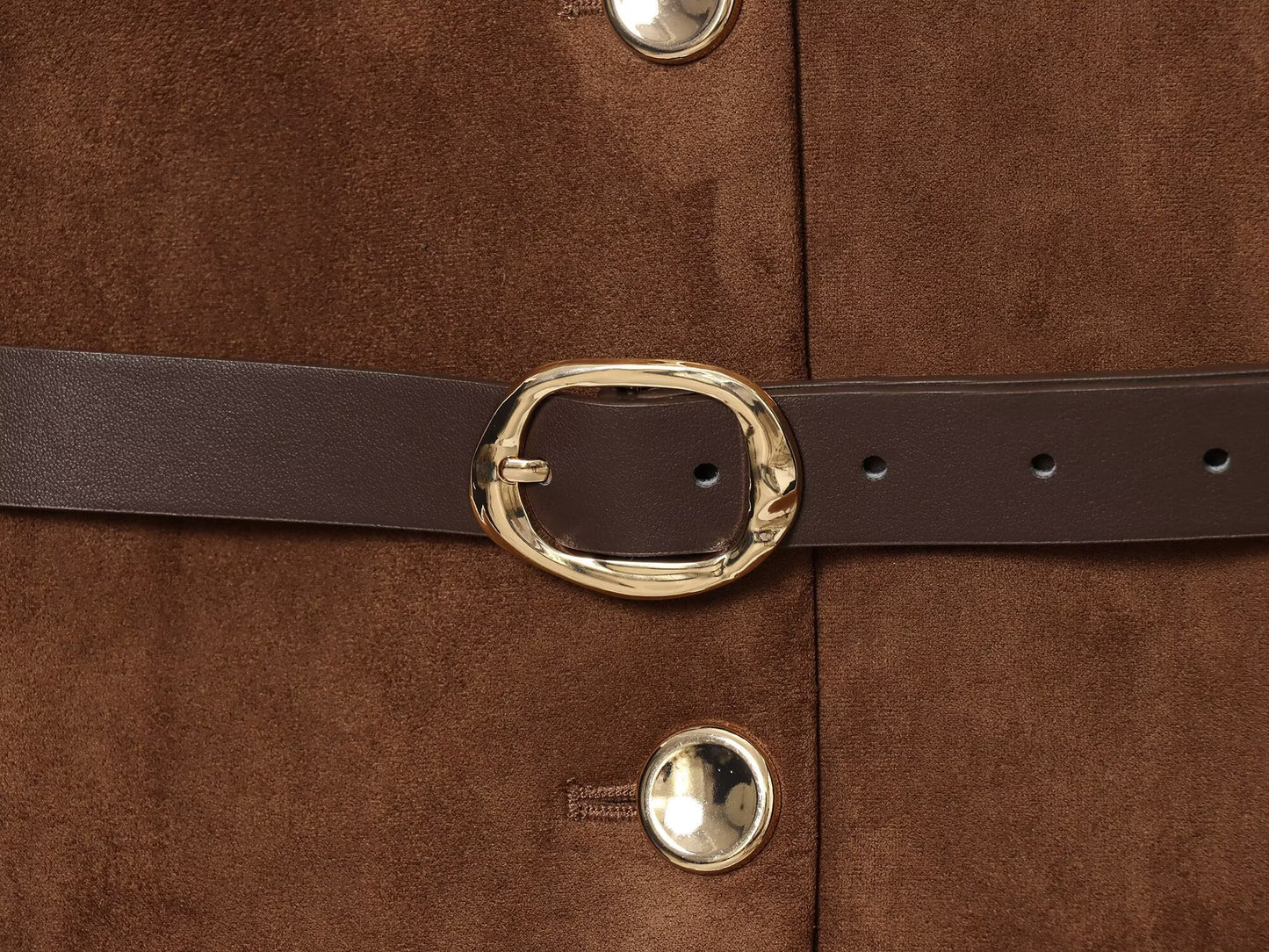 Women's new fashion with Belt suede texture effect O Neck suit jacket