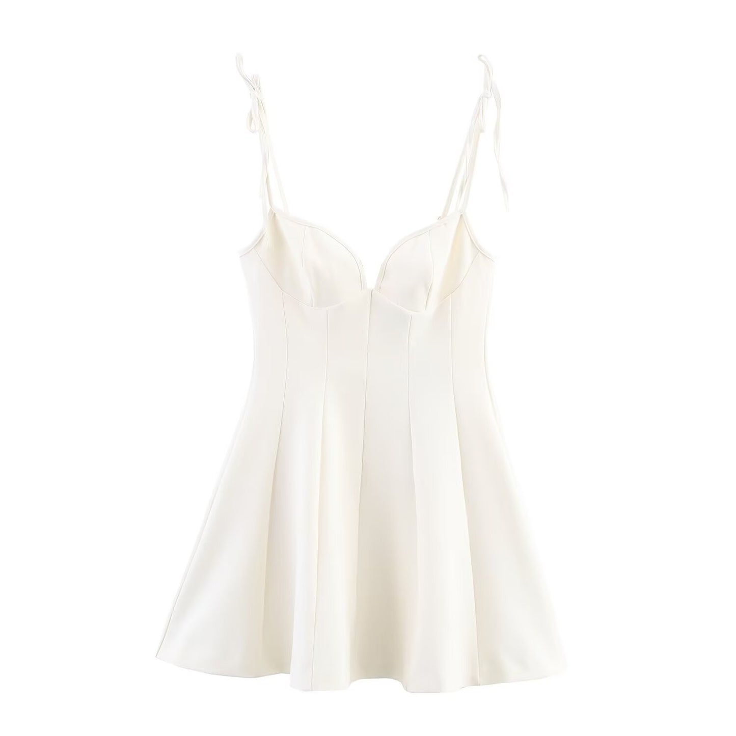 Women's new fashion bow shoulder strap slim wide swing mini dress