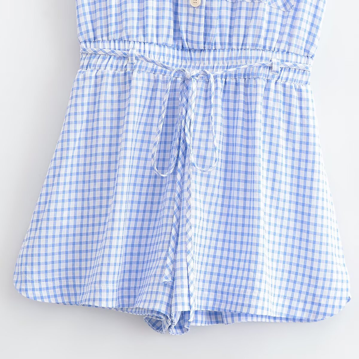 Women's 2025 fashion casual single breasted short plaid jumpsuit