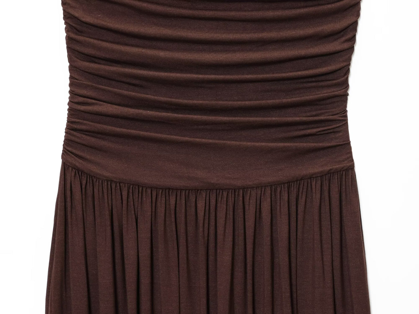 Summer women's fashion vacation style strapless pleated MIDI dress