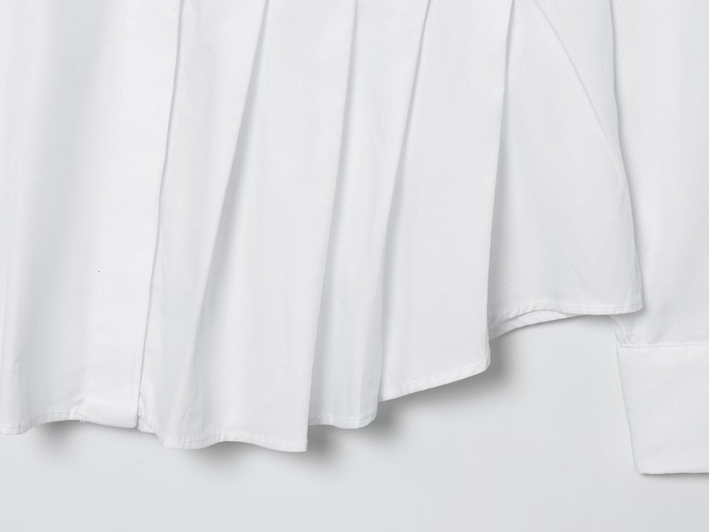 Women's new fashion long sleeved pleated poplin shirt