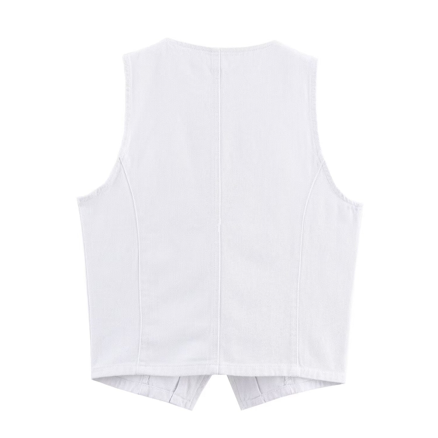 Women's new fashion short V-neck sleeveless denim vest+shorts suit