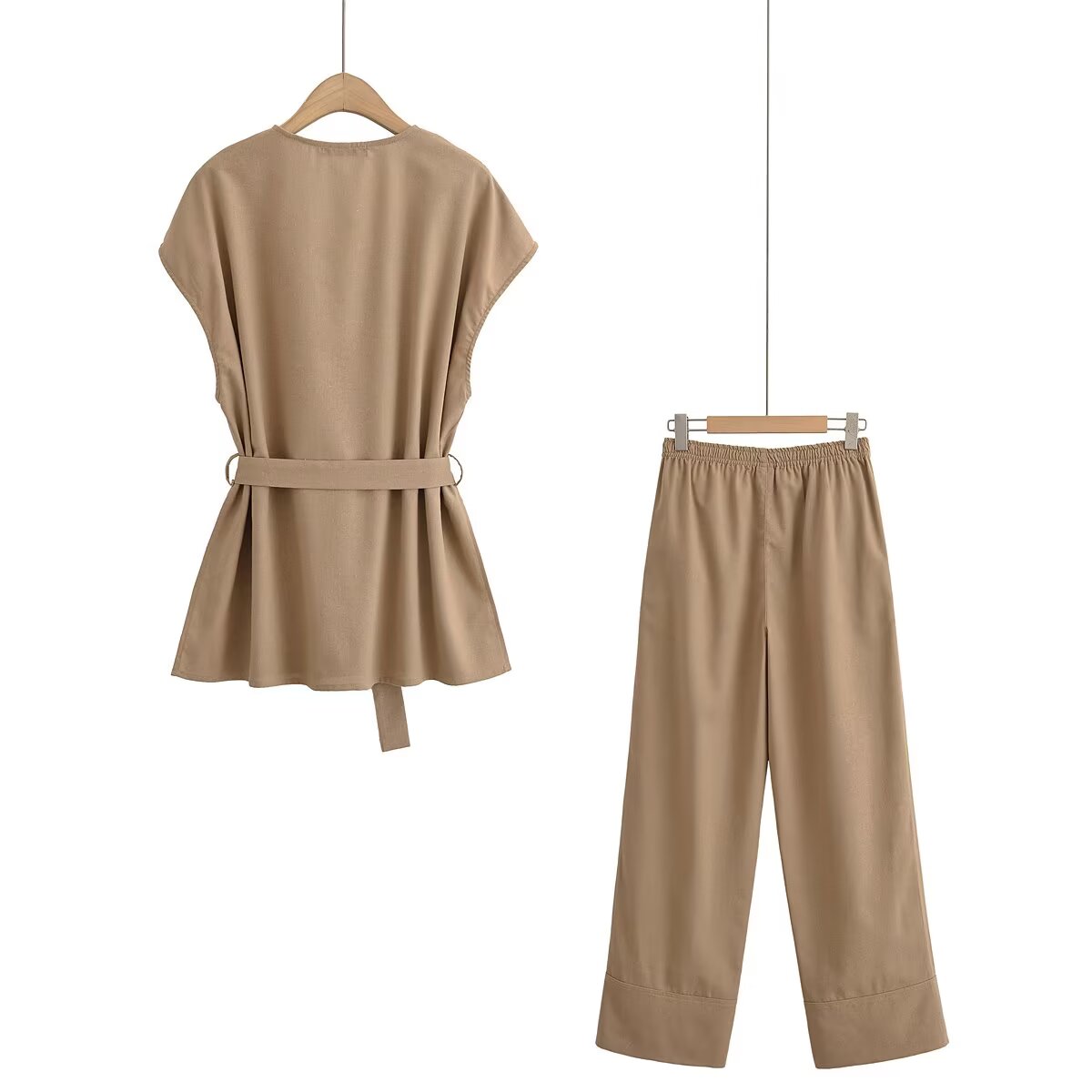 suit Women's 2 pieces New Fashion with Belt sleeveless V-neck vest + Pants sui