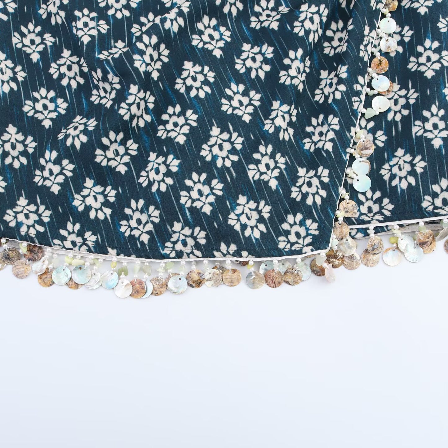 Women's new fashion bead decoration printed asymmetric Shorts Skirts