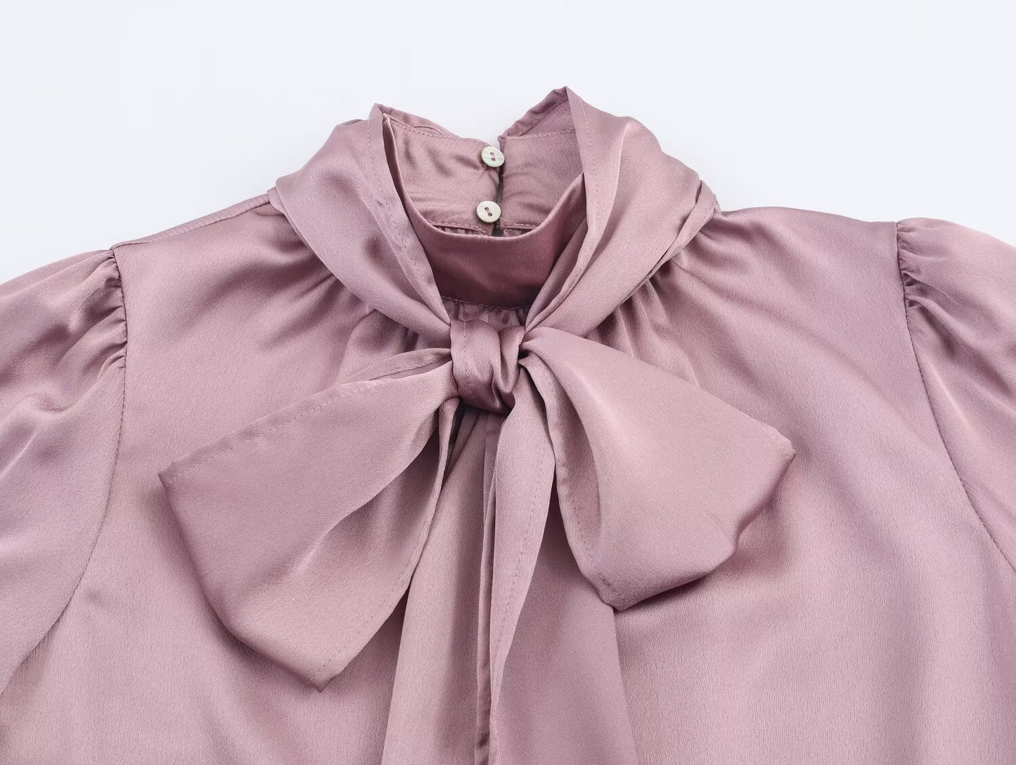 Women's new fashion bow decoration casual satin texture shirt