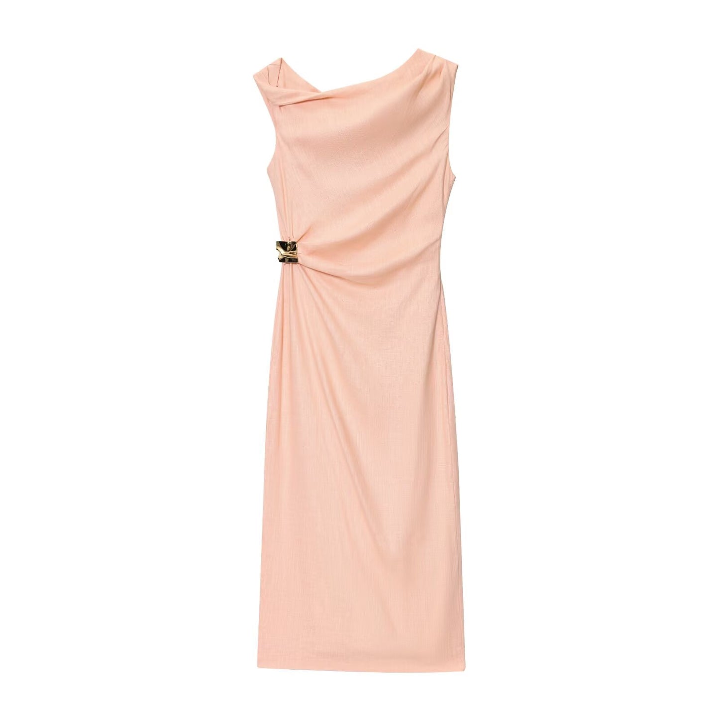Women's new fashion asymmetric sleeveless off shoulder MIDI dress