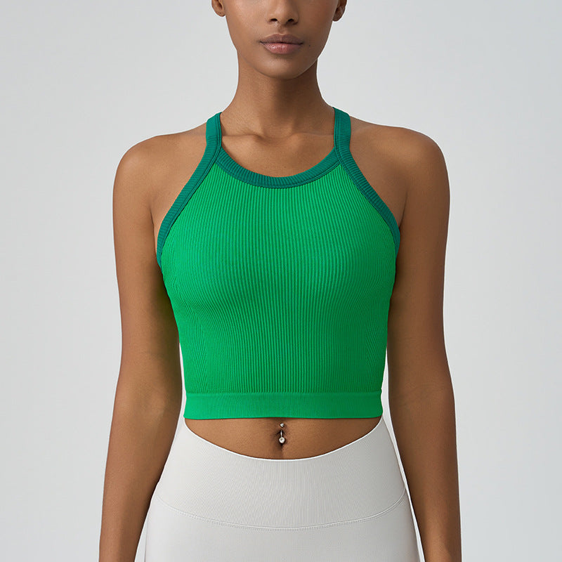 Women's New Yoga Chest Pad One Long Breathable Running High-intensity Sports Vest