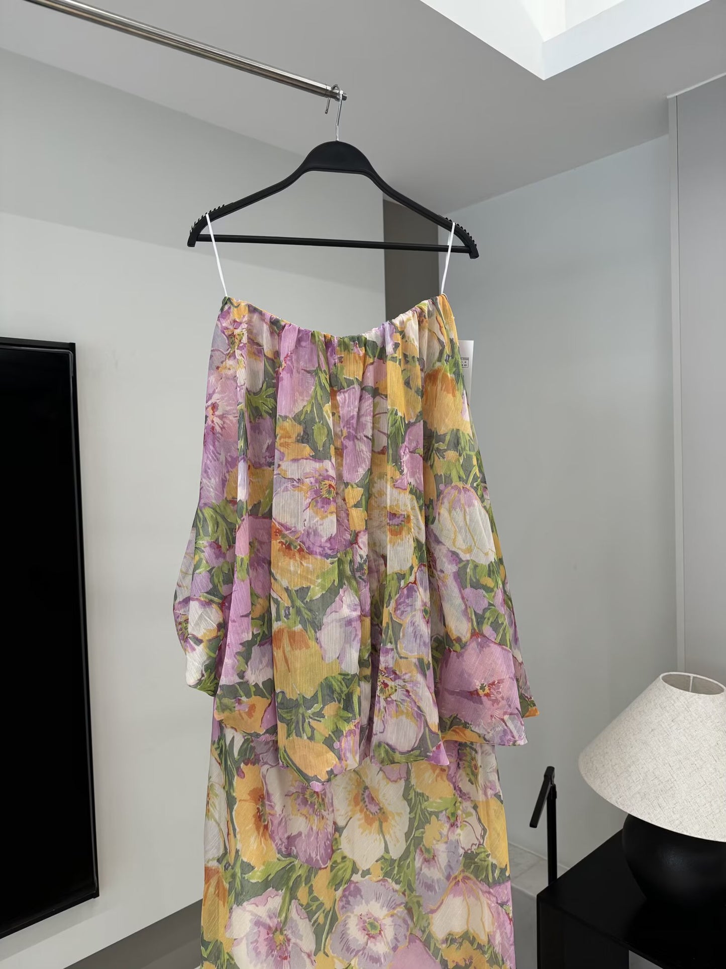 Women's New Fashion Sleeveless Flower Printed suspender Midi Dress