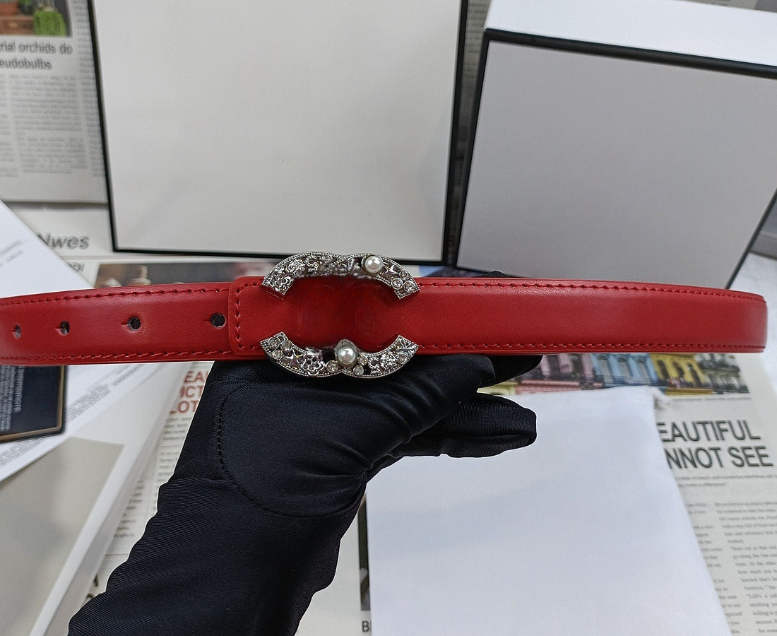 Women's new Joker Gold Silver rhinestone metal decorative fine thin belt belt With a box