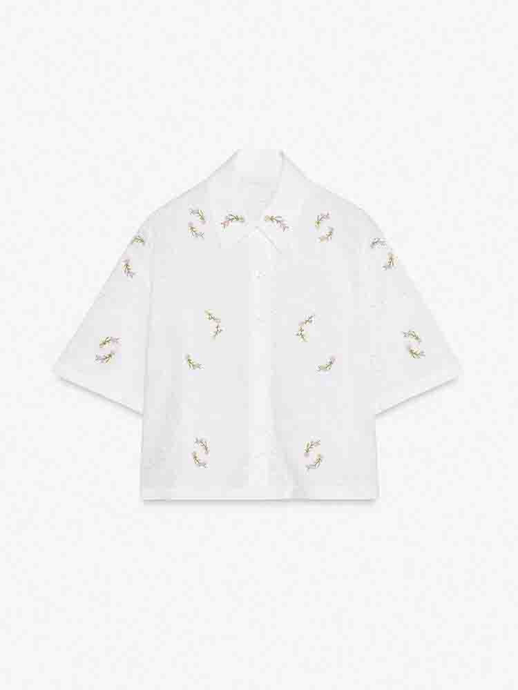 suit Women's 2 pieces new fashion short sleeved flower embroidered shirt+Shorts suit