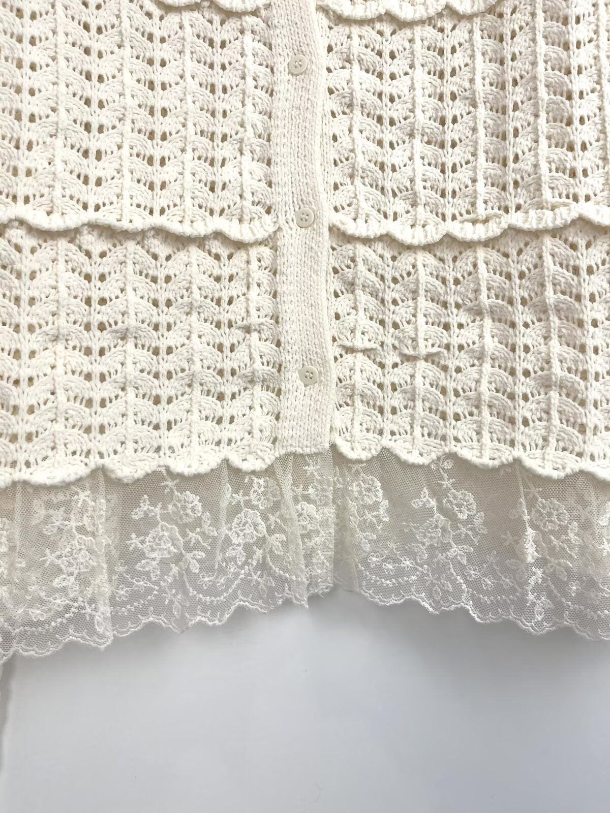 Women's new fashion O Neck long sleeved patchwork hem knitted cardigan