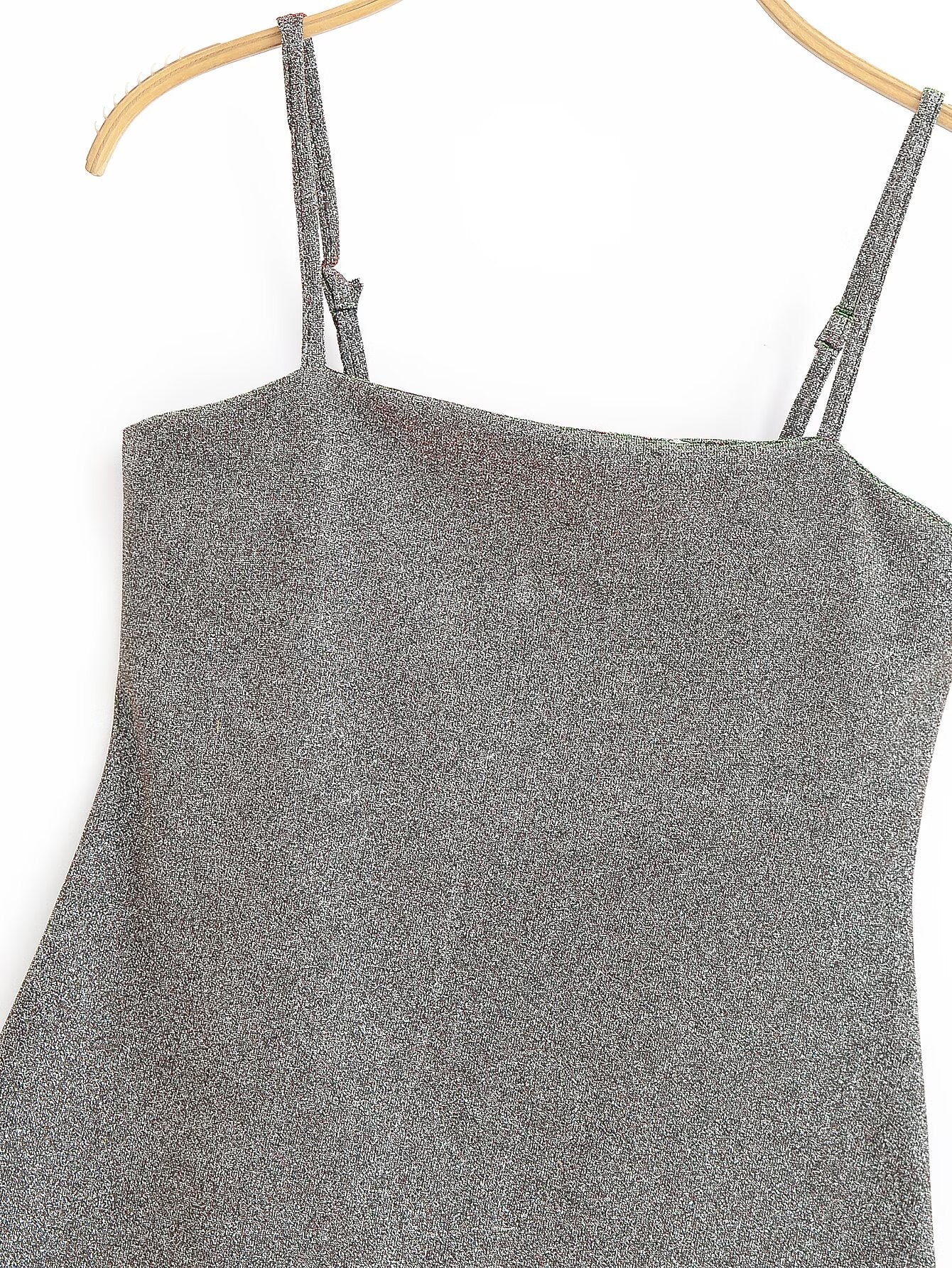 Women's new fashion tight backless shiny suspender mini dress