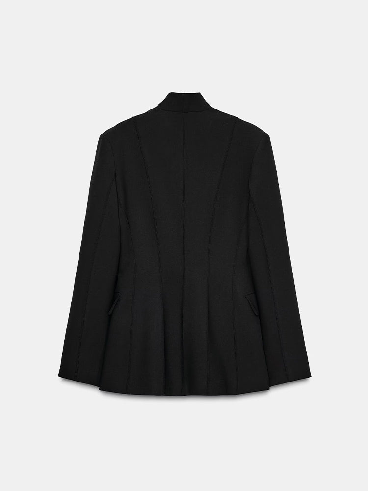 Women's 2025 new fashion black slim stand collar suit jacket+Pants suit