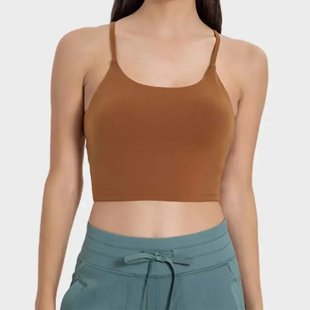 Summer New Sports Yoga Vest Women With Chest Pad Thin Belt Back Fitness Top Sling Yoga Clothes.