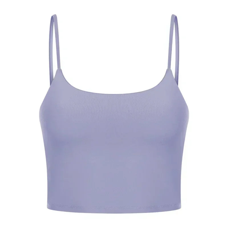 Summer New Sports Yoga Vest Women With Chest Pad Thin Belt Back Fitness Top Sling Yoga Clothes.
