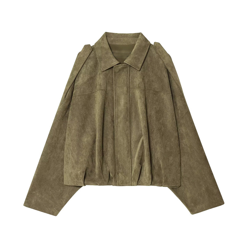 Women's new fashion loose suede effect flying jacket coat