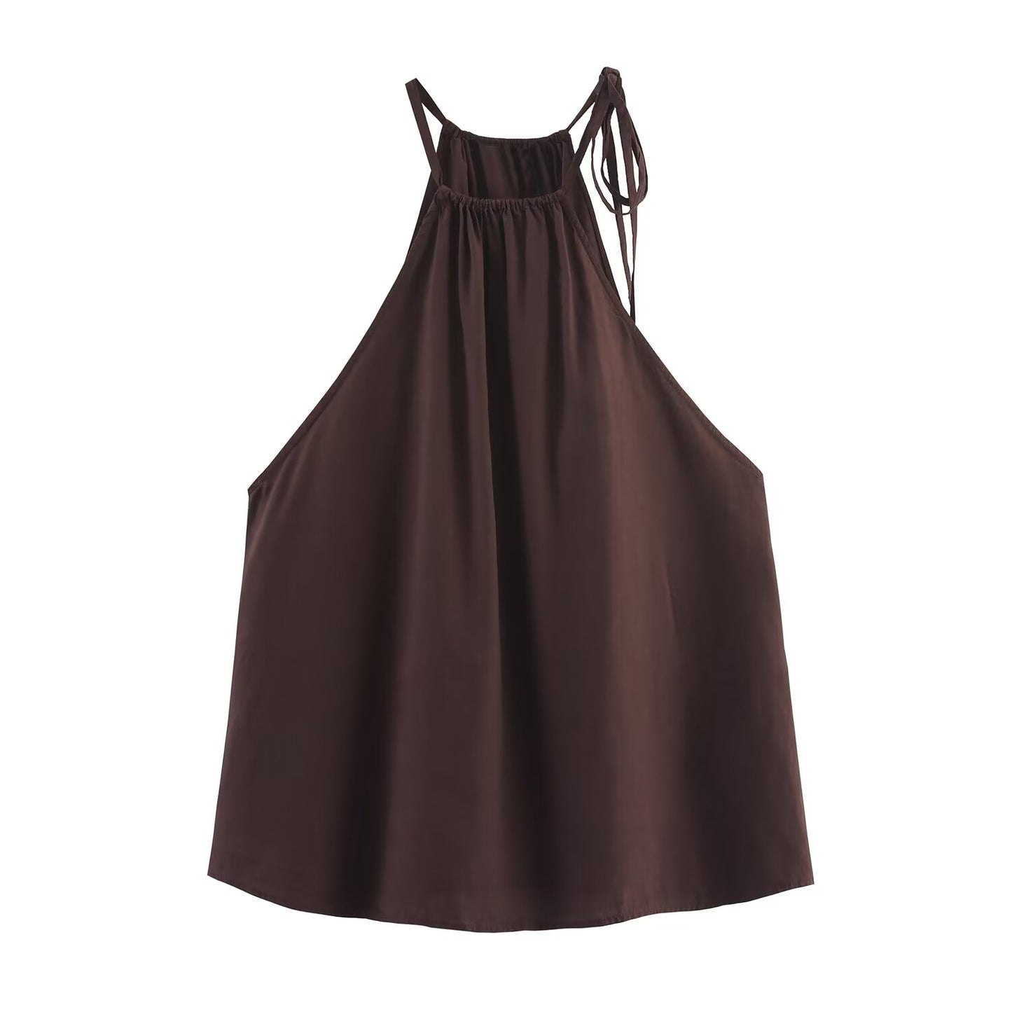 Women's new fashion sleeveless hanging neck draped top+Pants suit