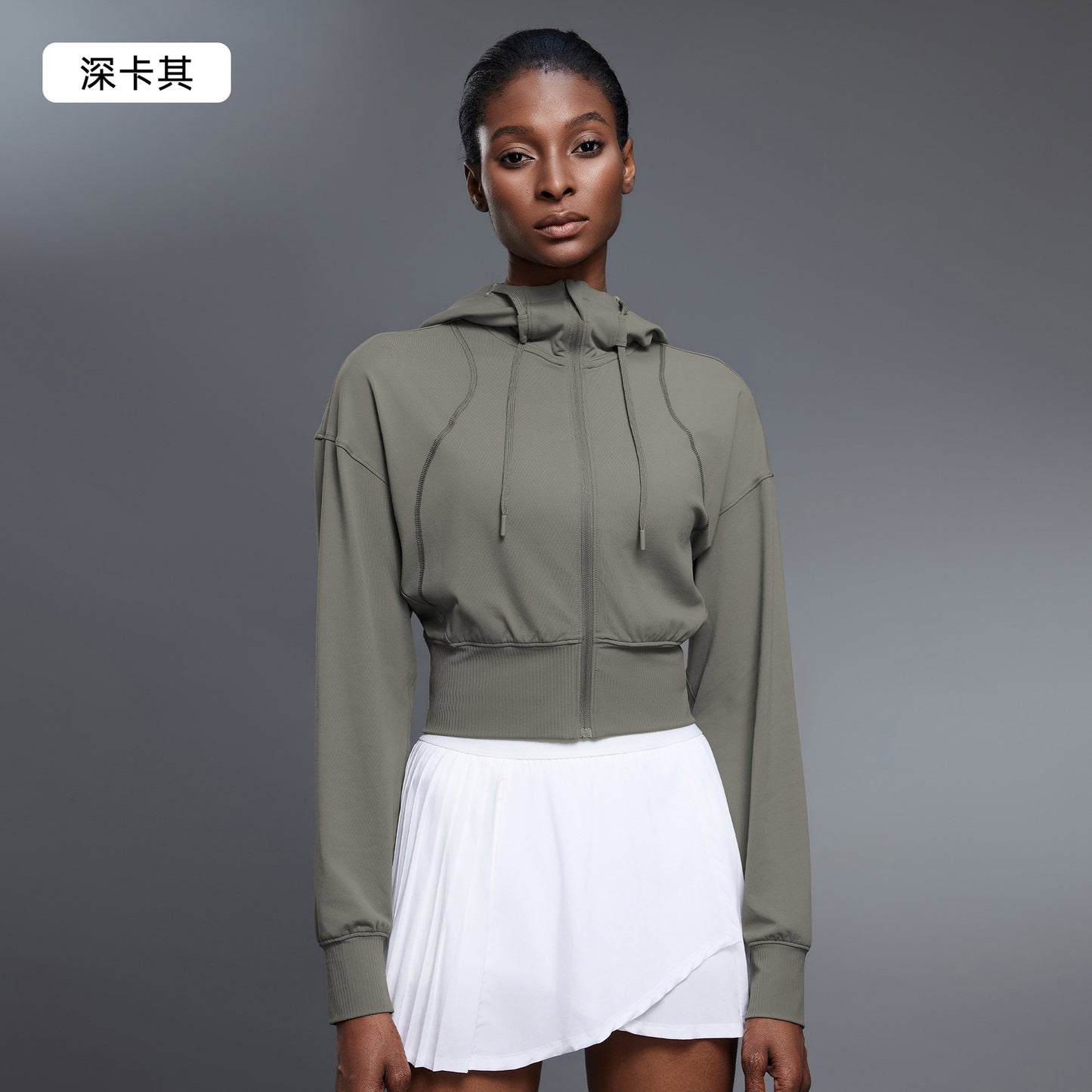 LU women's new Joker hooded sports coat short waist long sleeve yoga fitness suit