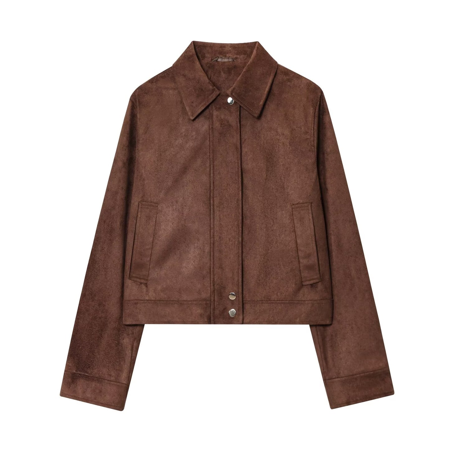 Women's new fashion suede texture short zipper jacket Coat