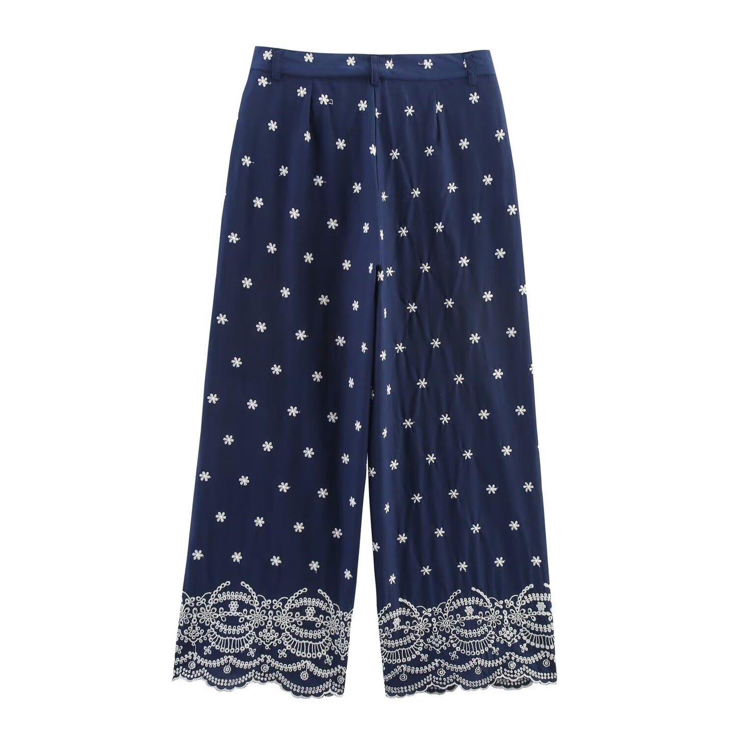 suit Women's 2 pieces New fashion loose hollow embroidery button up shirt + Pants suit