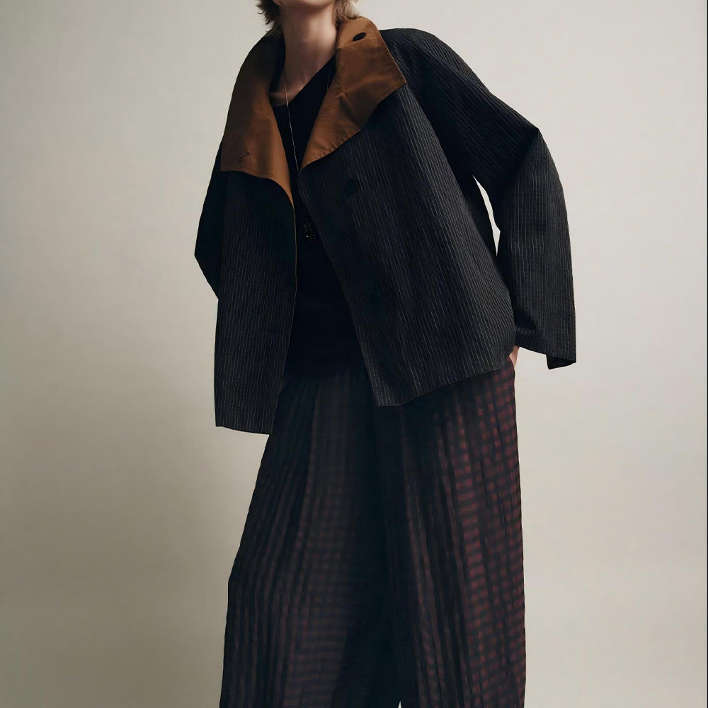 Women's new fashion short double-sided wear plaid windbreaker Coat