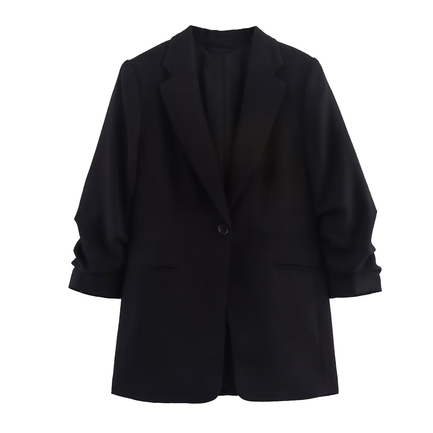 Women's new fashion pleated sleeve casual Button-up suit jacket