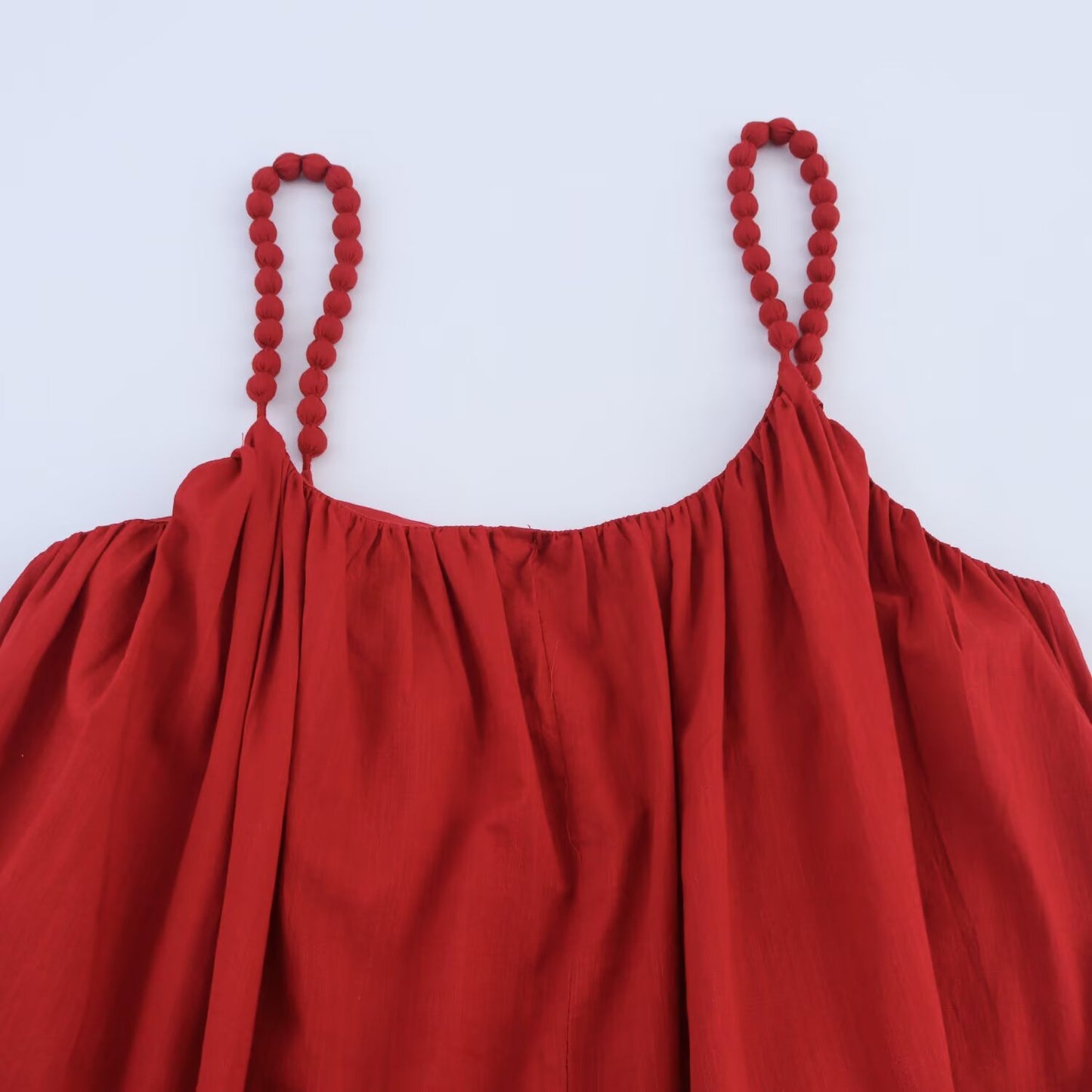 Women's new fashion wide pleated sleeveless beaded suspender MIDI dress