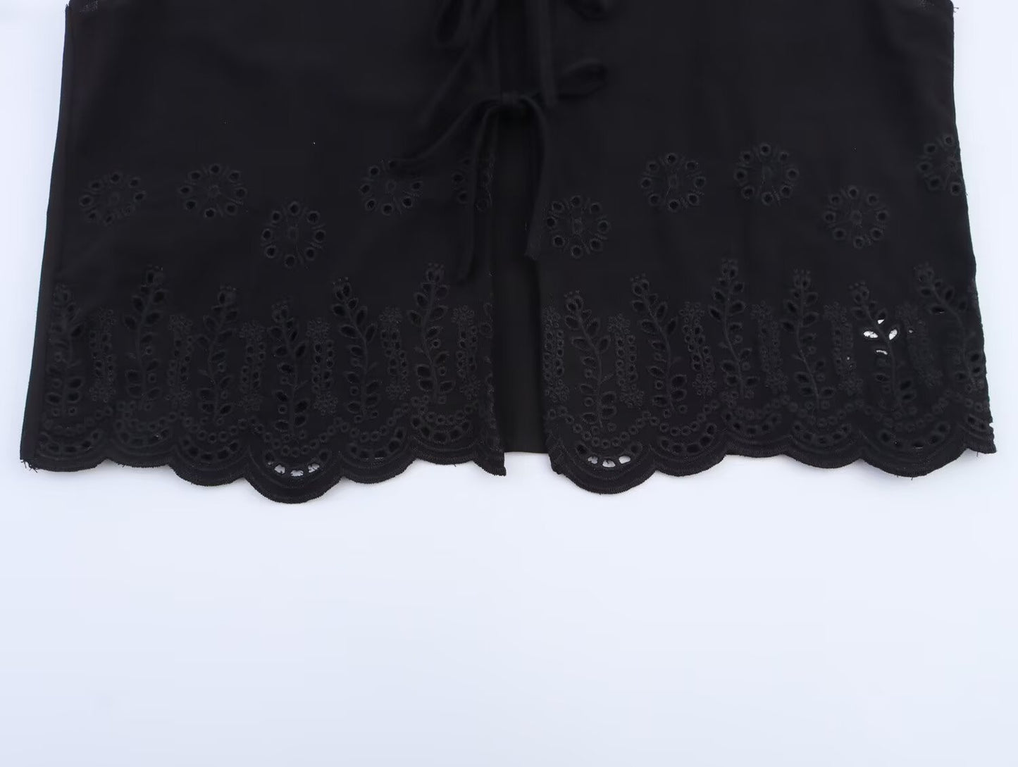 Women's new fashion hollow embroidery linen blended V-neck vest