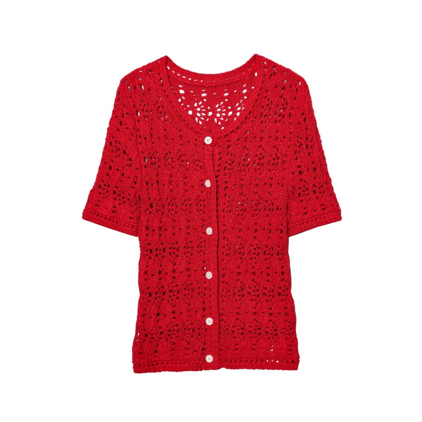 Women's New Fashion Short Single breasted Hollow Knitted Coat