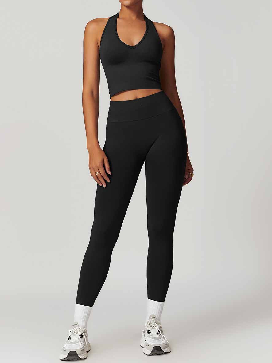 Women's New Fashion Breathable Neck Back Yoga Bra Tight High Waist Hip Yoga Pants
