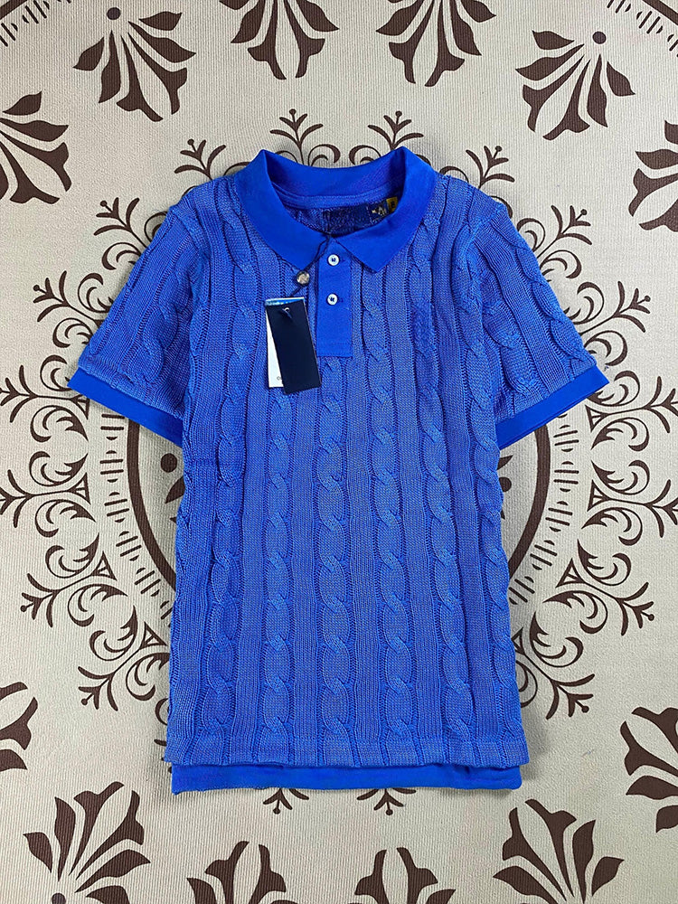 Women's New Joker Embroidered Lapel Pullover Short-sleeved T-shirt Knitwear Top