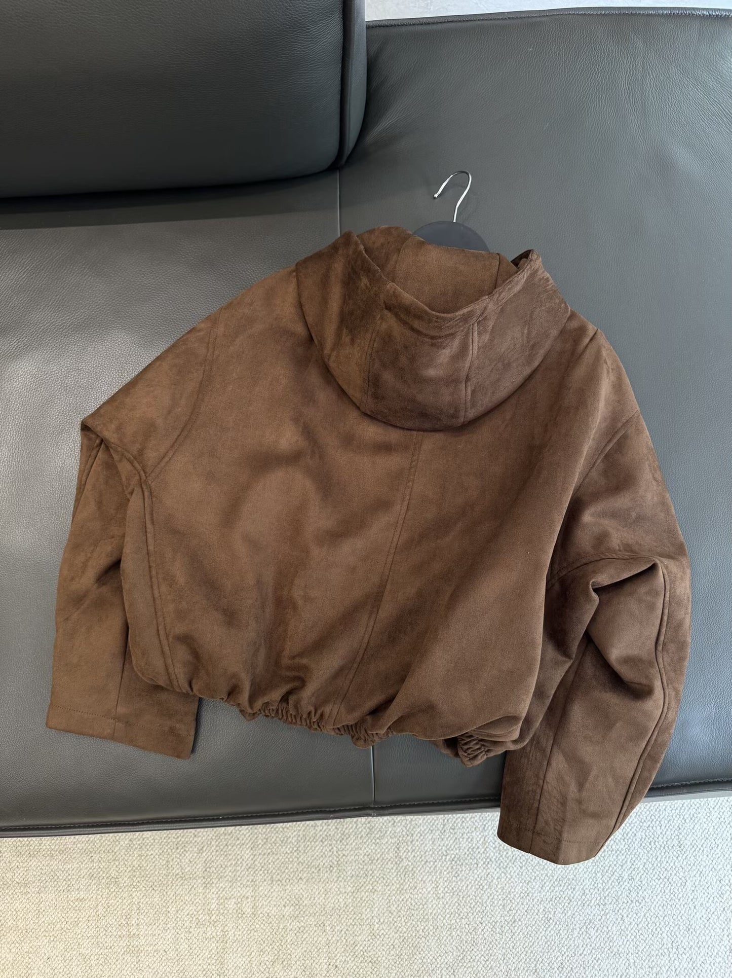 Women's new fashion suede texture hooded flight jacket Coat