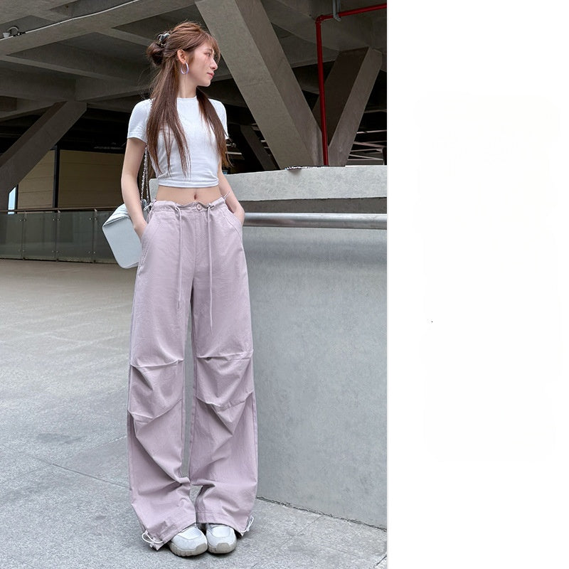 Women's New Quick-drying Overalls Thin High Waist Wide Leg Parachute Pants Slim Sweatpants