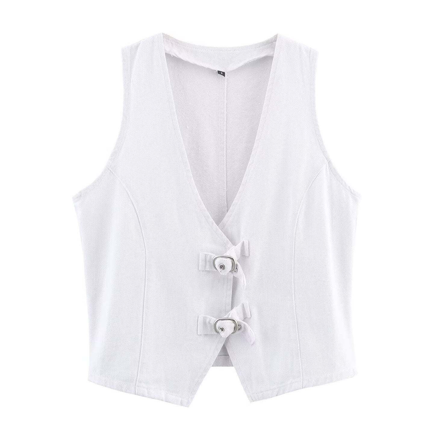 Women's new fashion short V-neck sleeveless denim vest+shorts suit