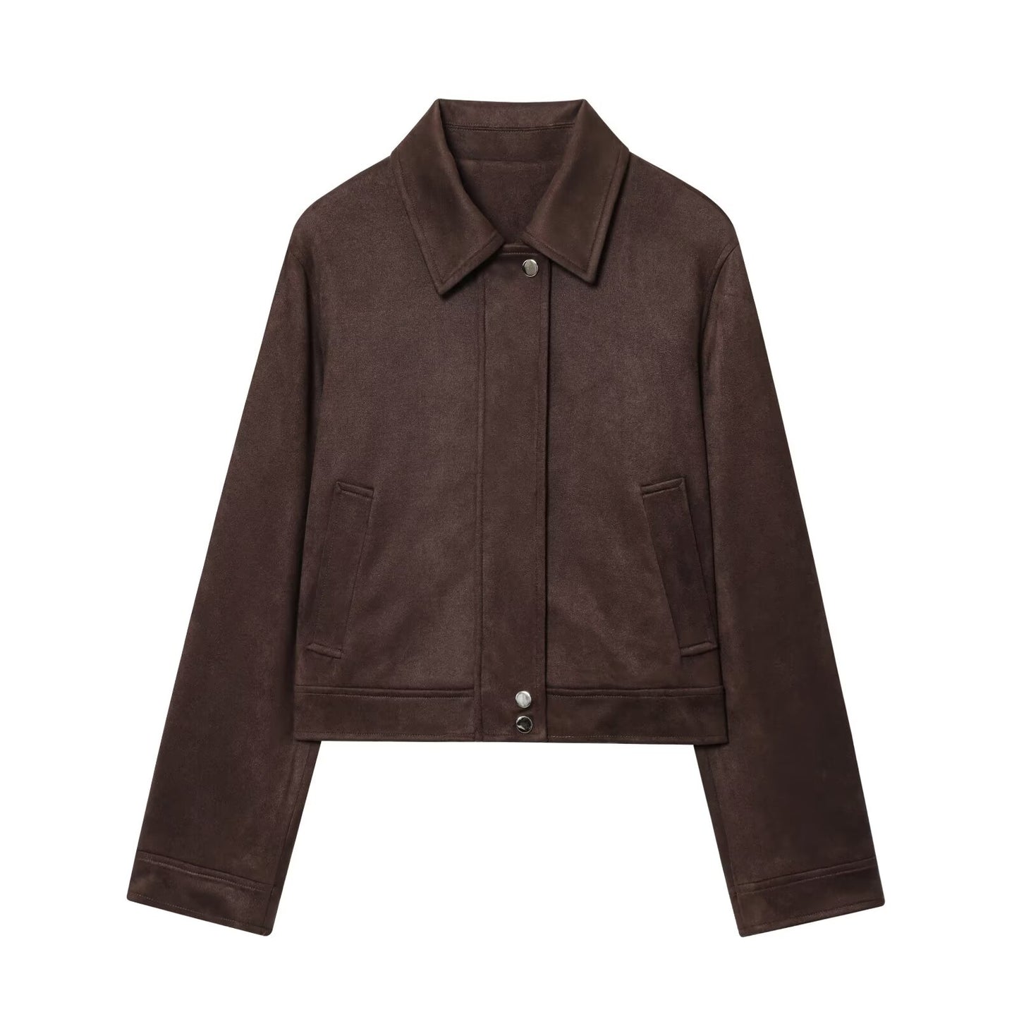 Women's new fashion short suede Leather zipper jacket Coat